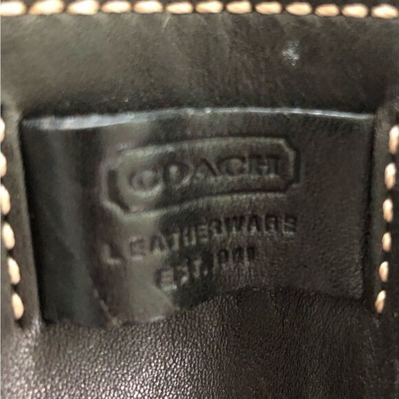 Vintage Coach Hampton Black Leather Buckle Flap Hobo Shoulder Bag #7583 - Picture 5 of 9